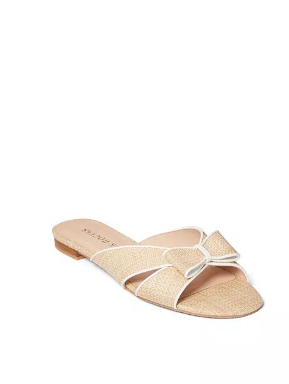 Jack Rogers Gigi Bow Rattan Beige Woven Slide Sandals